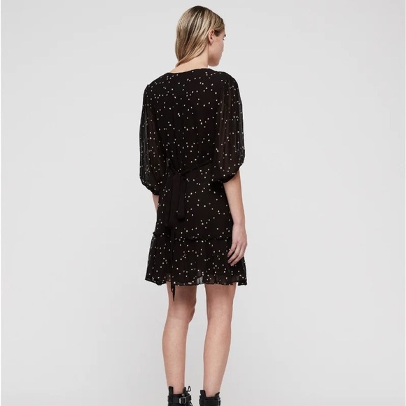 ALLSAINTS Gracie Nala Embroidered Tie-Waist Dress size 0 - Picture 2 of 12